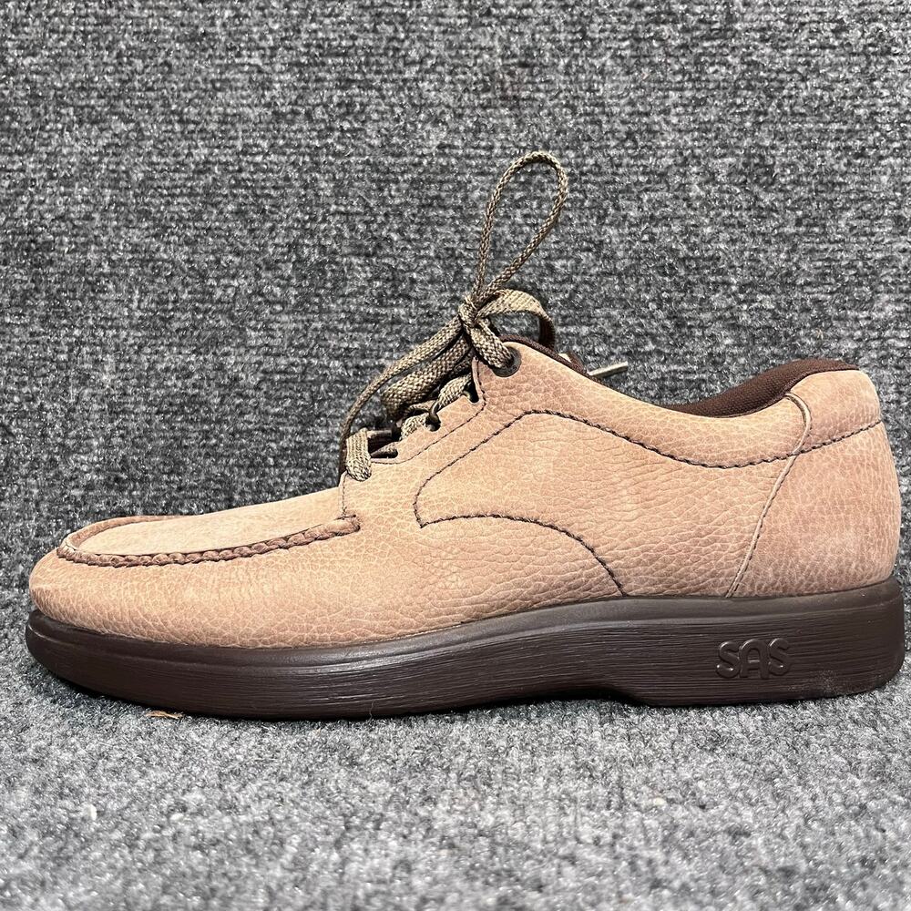 SAS Mens Size 10N Tan Suede Leather Oxford Moc Toe Walking Shoes Comfort